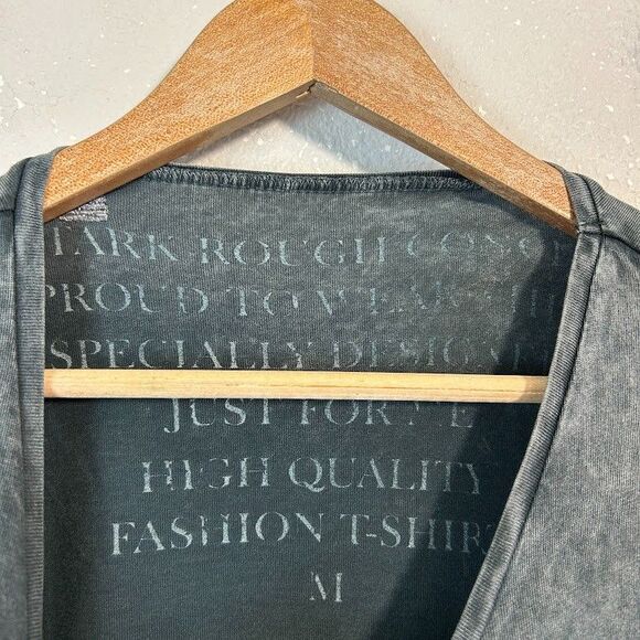 Autark Label Womens T Shirt M Gray Acid Wash Stretch Scoop Neck Cotton - Picture 8 of 8